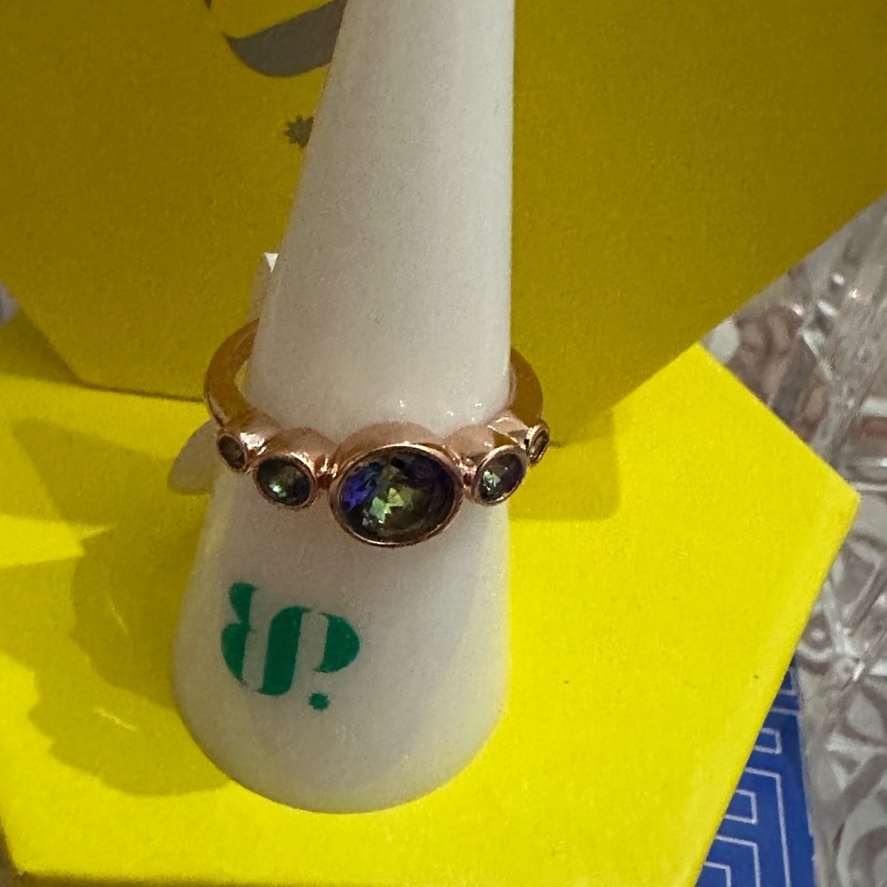 Rose gold plated rainbow topaz size 7 BP ring